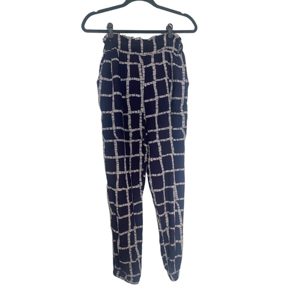 Anthropologie The Odells Gretchen Paperbag Jogger Plaid  Blue/White  XS NO BELT - Picture 3 of 9